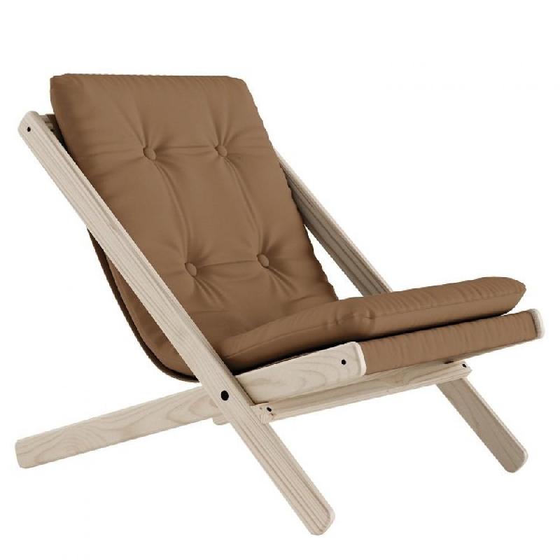 Fauteuil futon Boogie - Hêtre massif - Coloris mocca - Design compact et pliable_0