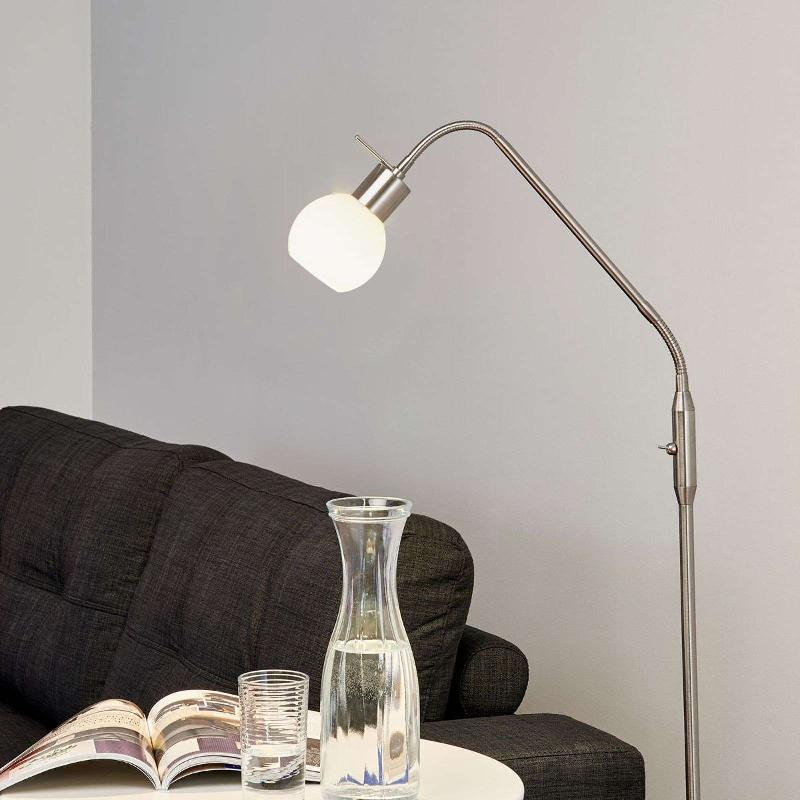 LINDBY LAMPADAIRE ELAINA, COULEUR NICKEL, 162 CM, FLEXIBLE, E14