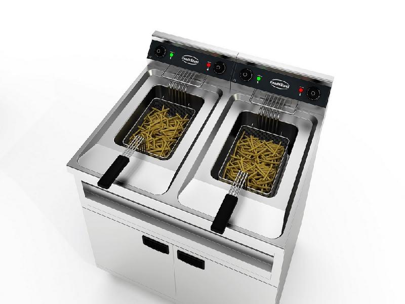 Friteuse professionnelle électrique double cuve 2x12L - 2x9kW - sur armoire fermée - 7455.0965_0