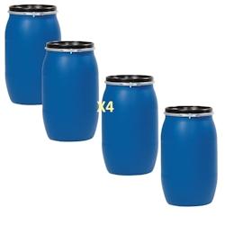 Fût plastique neuf à ouverture totale homologué un 220l-lot de 4 - BLEU - bleu 0750122561704_0