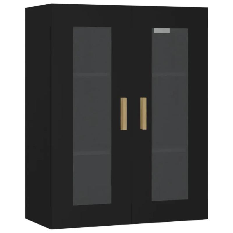 Helloshop26 - Armoire murale suspendue pratique de rangement 69,5 x 34 x 90 cm en bois noir 02_0048021 - noir verre 3000235070615_0