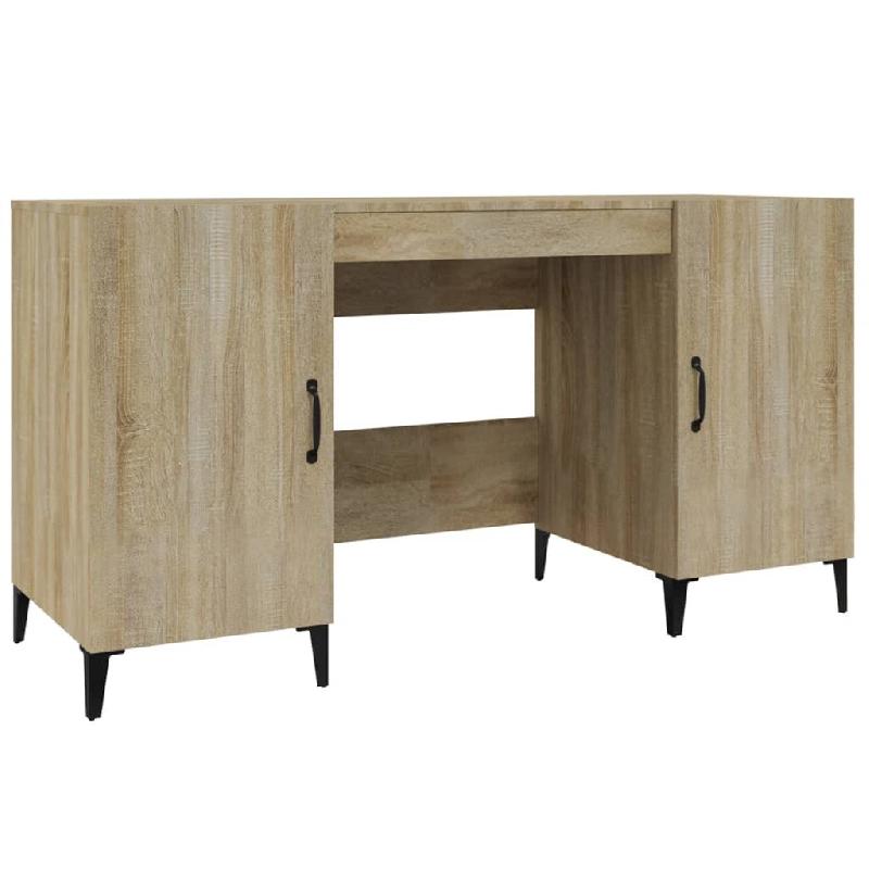 Helloshop26 - Bureau table poste de travail meuble d'ordinateur informatique étude chêne sonoma 140 x 50 x 75 cm bois d'ingénierie 02_0023645 - mé_0
