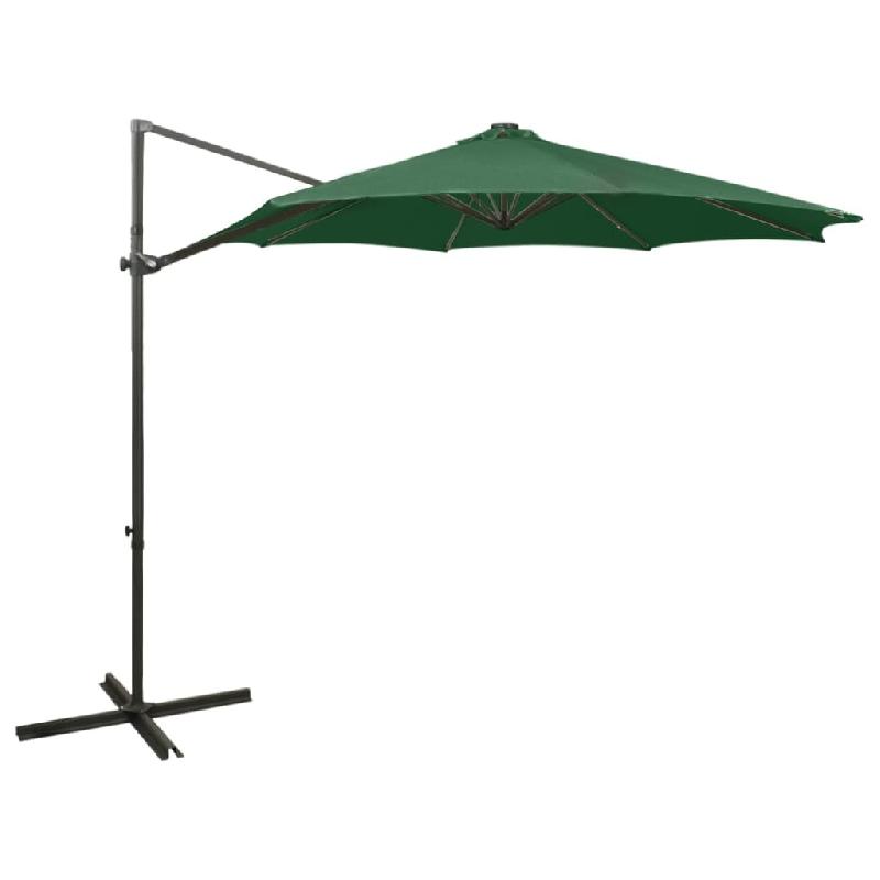 Helloshop26 - Parasol meuble de jardin déporté avec mât et lumières led 300 cm vert 02_0008545 - vert aluminium 3000456047762_0