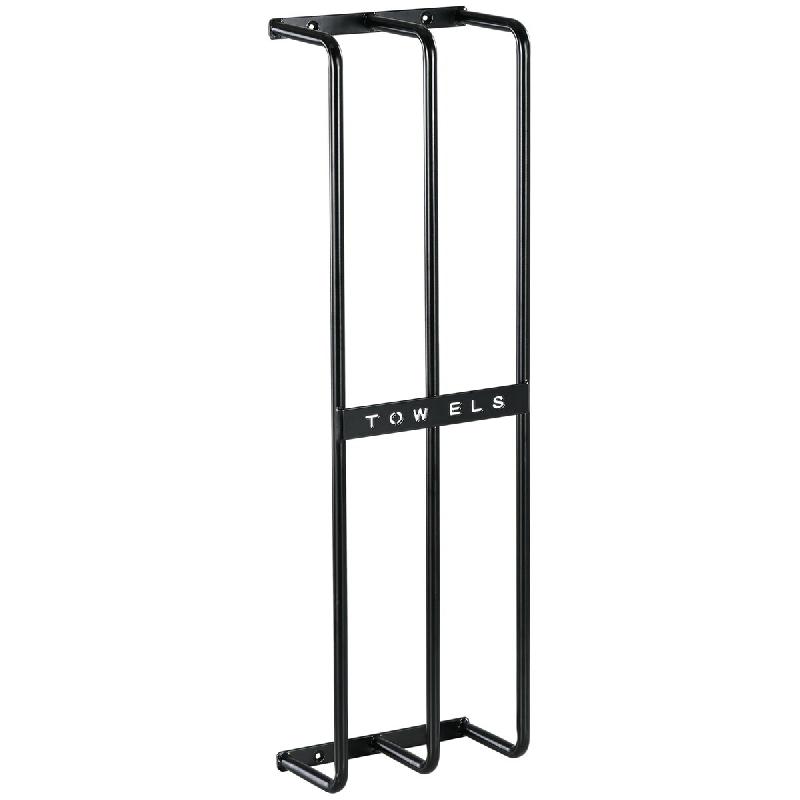 Helloshop26 - Porte serviettes mural 3 barres 21 x 12 x 74 cm gain de place pour 6 serviettes finition mate style épuré en métal 21_0005863 - noir_0