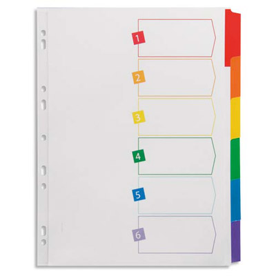 INTERCALAIRE TOUCHES NEUTRES AVERY - CARTON MYLAR - A4+ - 6 POSITIONS