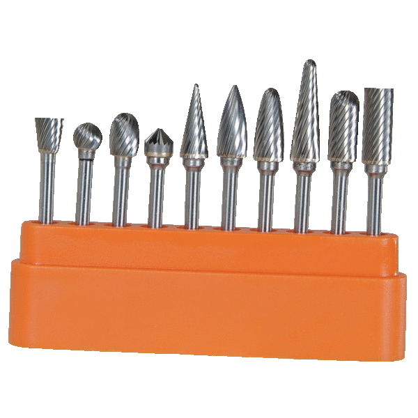 JEU DE 10 FRAISES LIMES CARBURE Ø TÊTE 6 MM, QUEUE Ø 3 MM, TAILLE SIMPLE T&O - OTELO