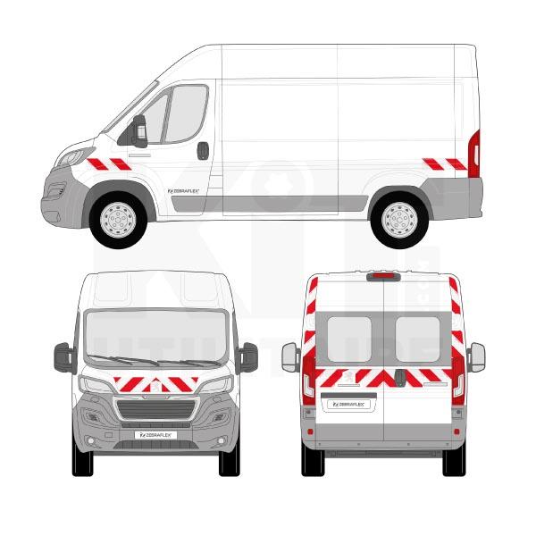 Kit de balisage pour PEUGEOT Boxer L1H1 - prédécoupé avec film rétroréfléchissant Microprismes - Classe B Rouge/Blanc_0