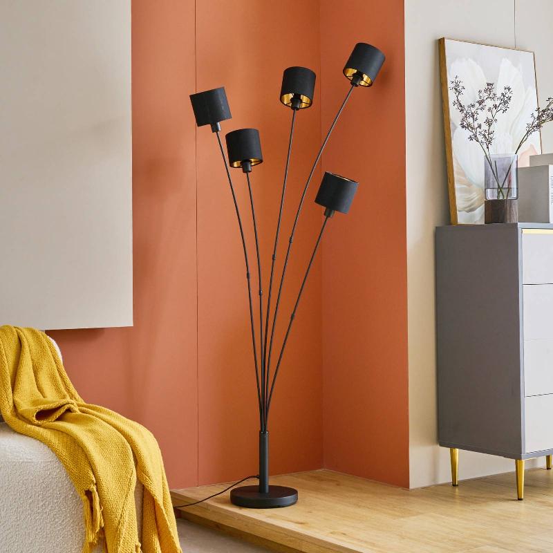 LINDBY KYDEN LAMPADAIRE, À CINQ LAMPES, NOIR