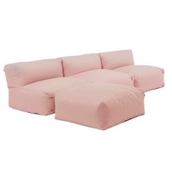 Oviala Business Canapé d'angle fixe modulable 4 places rose poudré - rose polyester 115044_0