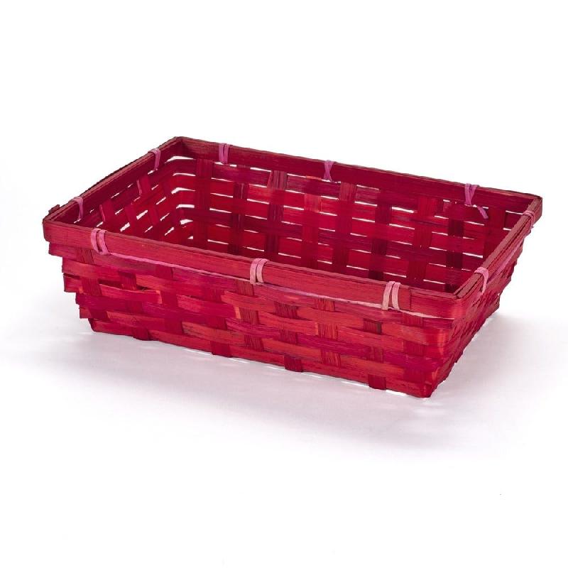 Panier rectangulaire en bambou rouge - 25,7x18x7,5cm - Multi-usages, empilable_0