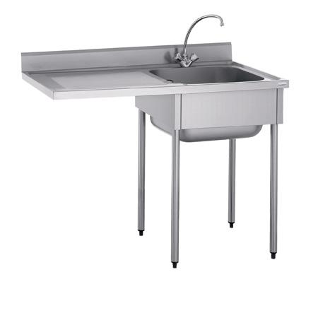 Plonge 2 bacs 400x500x300 mm - 1 égouttoir à gauche - Inox adossée avec étagère et passage machine à laver - 1600x700x900 mm_0
