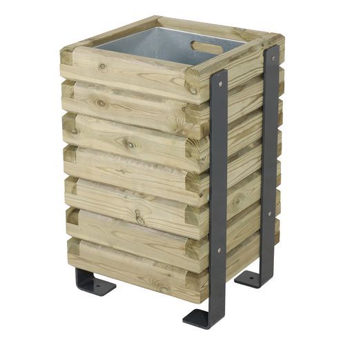POUBELLE D'EXTÉRIEUR MYLOS 50L PIN/PIÈT. GALVA LAQUÉ GRIS BAC GALVA - MOBEXTAN