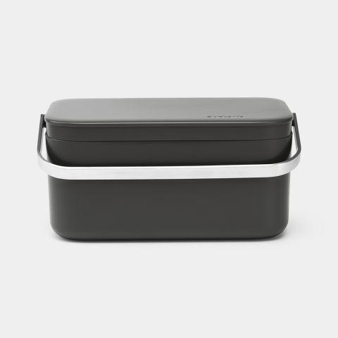 Poubelle composteur de cuisine avec grande poignée en acier inoxydable - Modèle de table de 1.8 litres - Brabantia SinkSide - Dark Grey_0