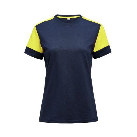 PRINTER PRIME PRIME T-SHIRT FEMMES MARINE/JAUNE FLUO - TAILLE M