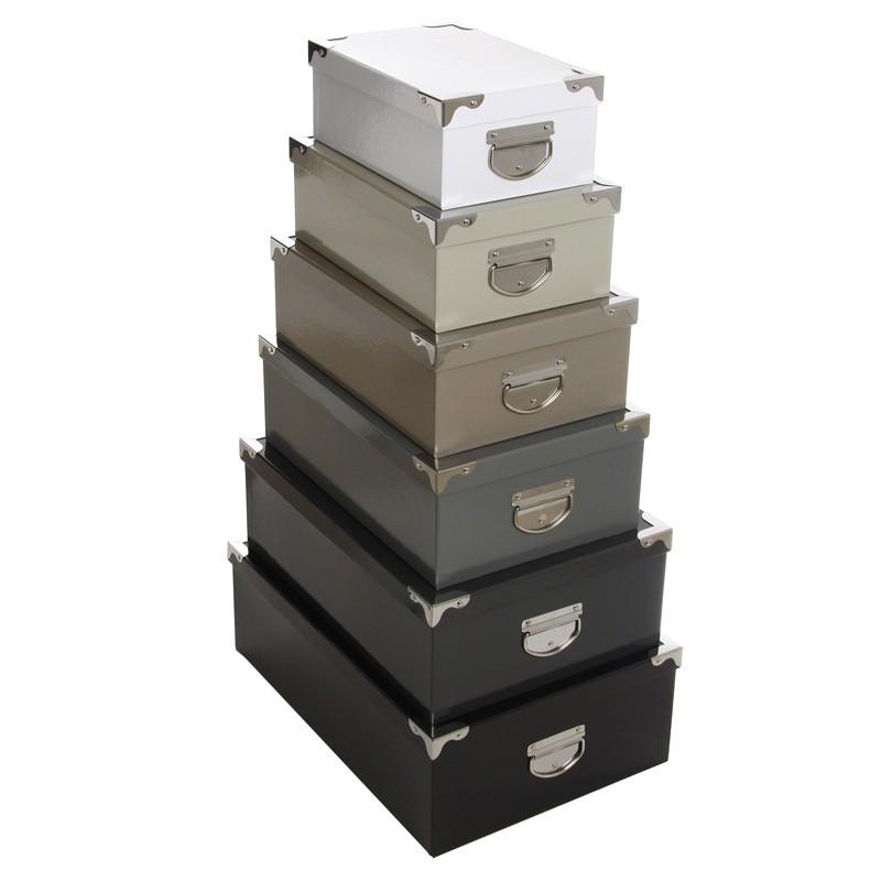 Set de 6 boîtes de rangement dégradé 52 cm taupe - Paris Prix - Carton & Métal_0