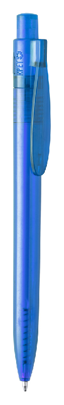 Stylo bille transparent en plastique RPET - encre bleue - couleur bleu - 8g_0
