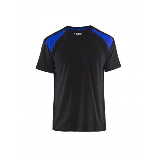 T-SHIRT DE TRAVAIL BICOLORE 100% COTON 3379 - NOIR ET BLEU ROI - L BLAKLADER