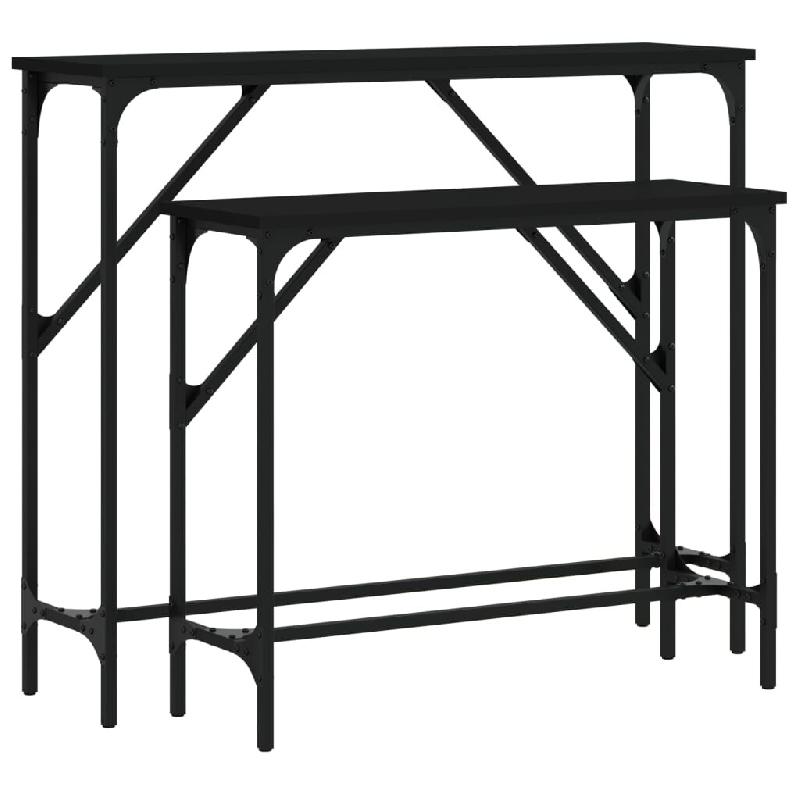 Tables console 2 pcs noir bois d'ingénierie Modèle Atlas Line - 834140_0