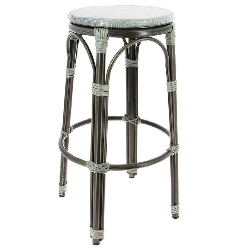 Tabouret de bar empilable d'extérieur en aluminium et textylène Biarritz gris_0