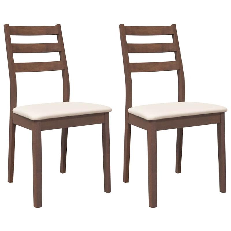 VidaXL Chaises à manger coussins 2 pcs marron bois massif caoutchouc Modèle Orion Work Plus - 4102515_0