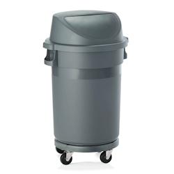 Poubelle à couvercle à pousser sur roues 80l - WAS Germany - blanc plastique 9219 801_0