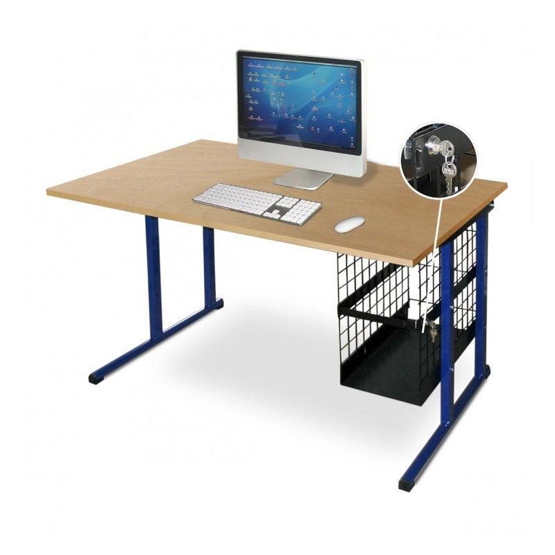 Bureau informatique 160x80 cm avec support UC - modèle Benoit - gain de place et optimisé pour salles de cours_0