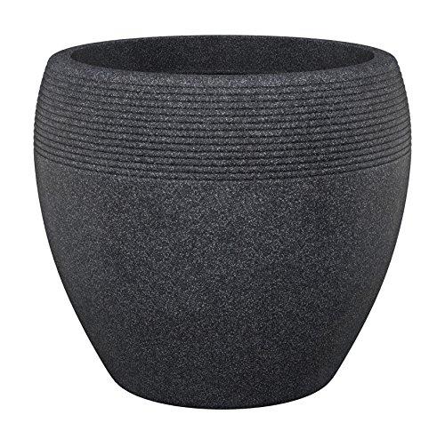 Scheurich - Pot en plastique rotomoulé Lineo 282 - 48 x 39 cm - 50 L - Noir granite - Résistant au gel et aux UV - Bouchon amovible_0