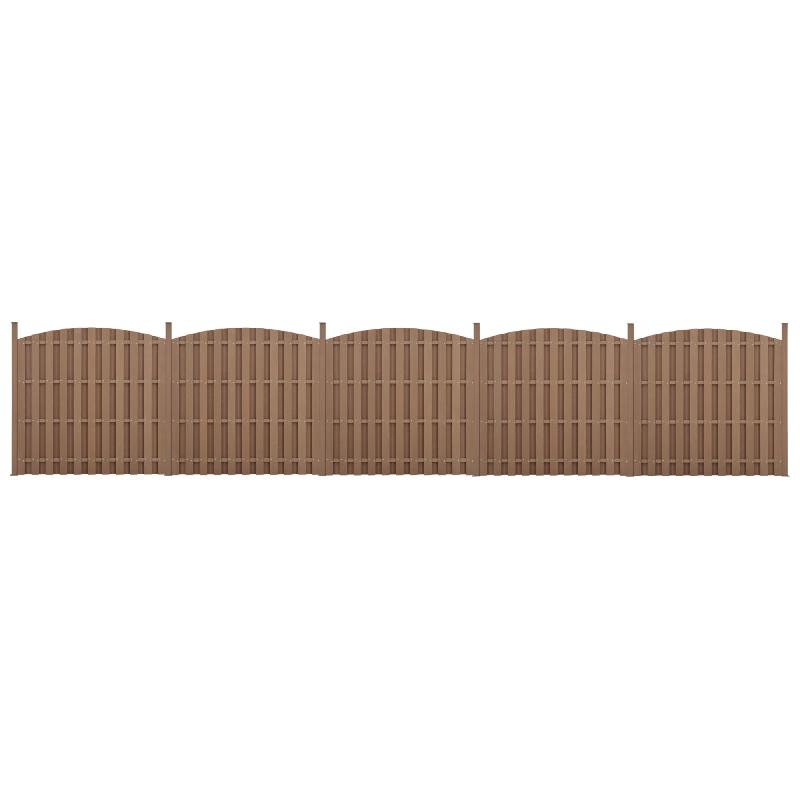 Clôture en bois composite WPC - 5 pièces arrondies brise-vue et brise-vent - 185 x 932 cm - Brun - Réf : 03_0006596_0