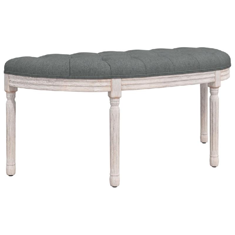 Banquette de salon - Banc 110,5 x 45 x 49 cm en tissu gris foncé avec pieds en bois - Style vintage français_0