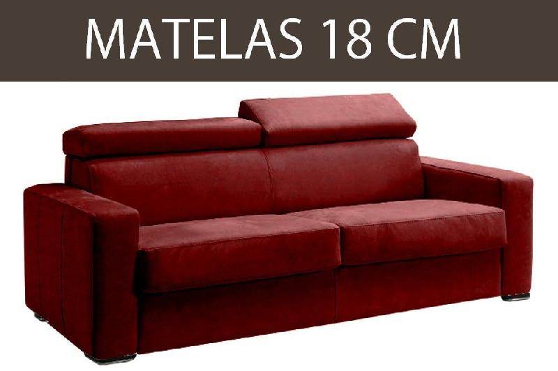 CANAPÉ EXPRESS MELBOURNE  COUCHAGE 120 CM MATELAS 18 CM VELOURS  ROUGE_0