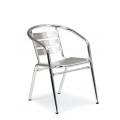 Chaise empilable en aluminium - légère et facile d'entretien - assise et dossier en lattes rivetées_0