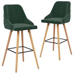 Décoshop26 - Lot de 2 tabourets de bar chaises hautes design et moderne en velours vert foncé et bois DEC029895 - 3000257618062_0