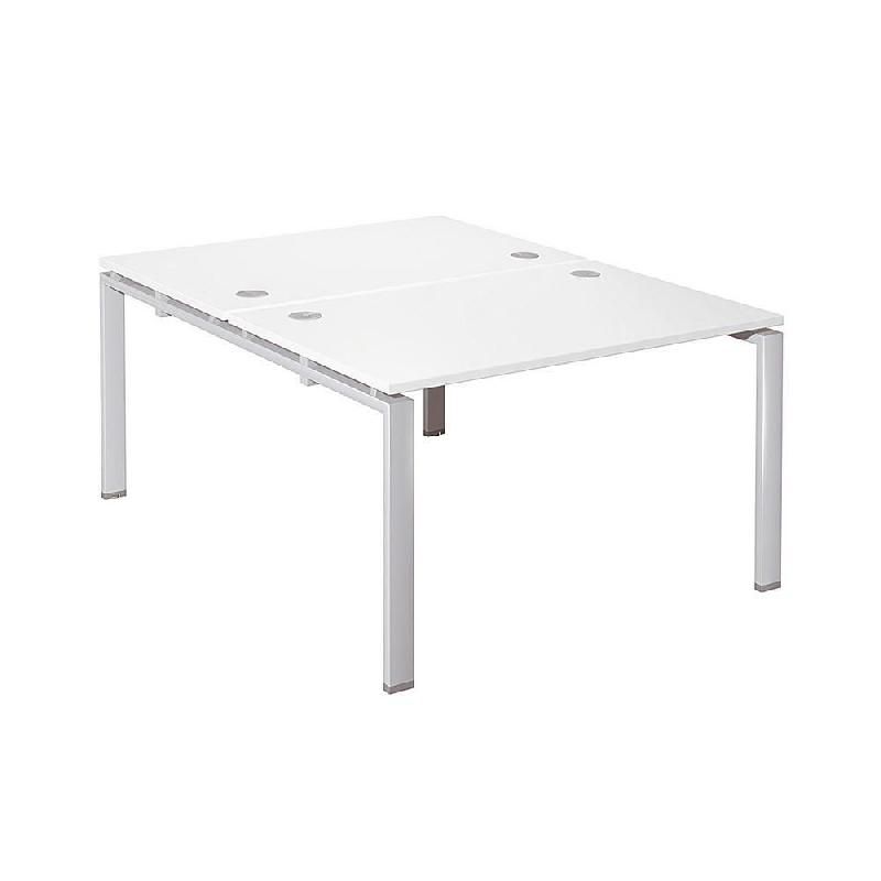 ENSEMBLE 2 POSTES DROITS E-LINK - L. 120 X P. 163 CM - PLATEAU BLANC - 4 PIEDS ALUMINIUM