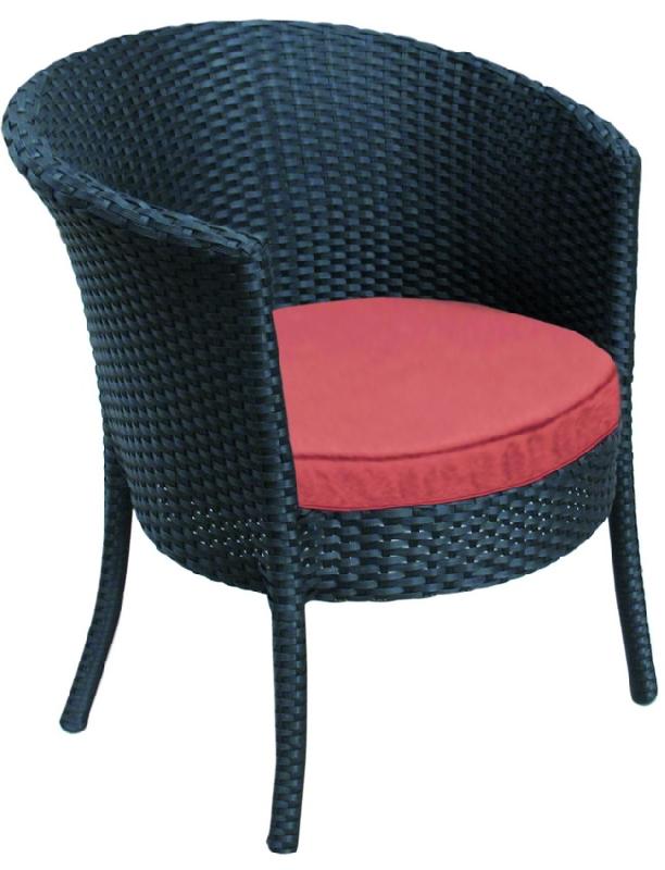 Fauteuil Paita - Structure aluminium anodisé - Tressage Wiker Moka en polyéthylène haute densité - Coussin terracotta épaisseur 5 cm_0