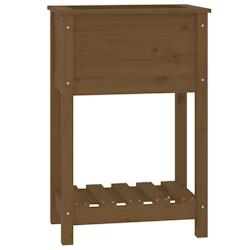 Helloshop26 - Jardinière bac lit surélevé plantes fleurs terrasse jardin avec étagère 54 x 34,5 x 81 cm bois de pin marron 02_0038389 - 3000214223025_0