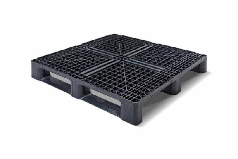 Palette en plastique qp1140mb3rr (cp3) - 1140x1140 mm - 3 semelles - avec ou sans rebords_0