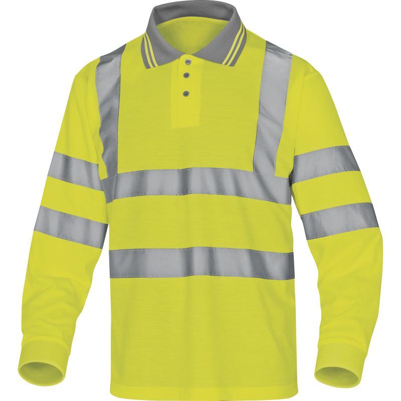 Polo haute visibilité polyester - manches longues - Classe 3 - couleur argent - modèle Meteor_0