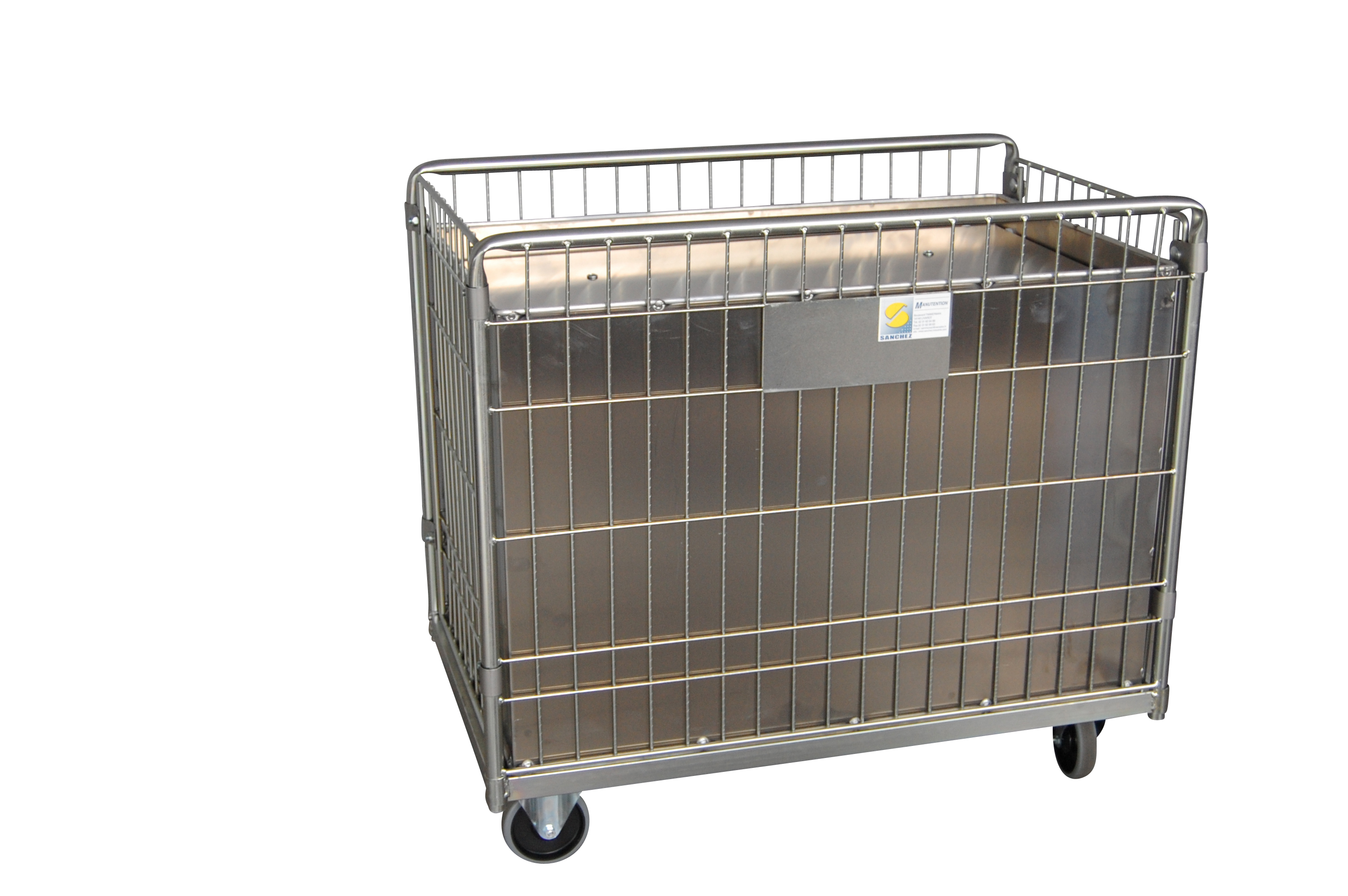 Roll mini pouce ergonomique - chariot grillagé fermé 4 côtés - caisson aluminium pantographe - charge 50 à 200 kg_0
