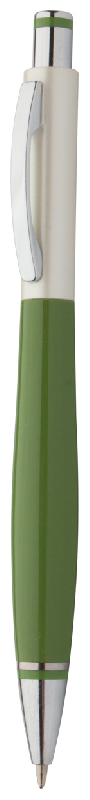 Stylo à bille en plastique - clip en métal - blanc perle - recharge bleue_0
