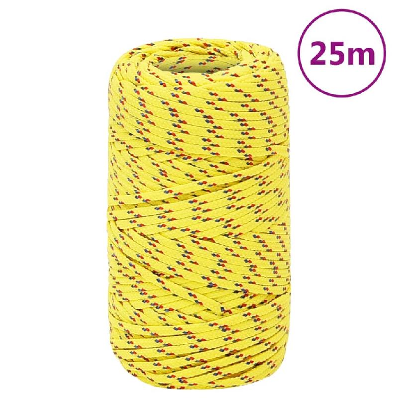 Vidaxl corde de bateau jaune 2 mm 25 m polypropylène 152582_0