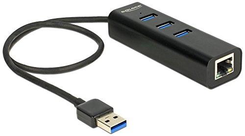 DELOCK Hub USB 3.0 - 3 ports externes + 1 port Gigabit LAN - Noir - Réf. 62653_0