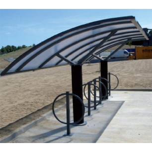 Abri vélo ouvert Landes - structure en acier galvanisé - toiture en polycarbonate alvéolaire ép. 10 mm_0