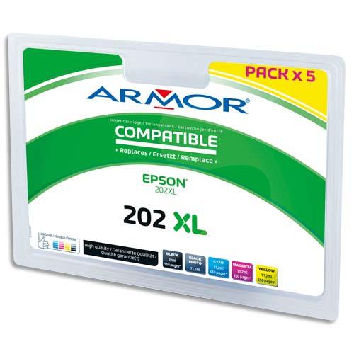 Armor pack de 5 cartouches compatibles jet d'encre epson 202xl bpbcmy b10507r1_0
