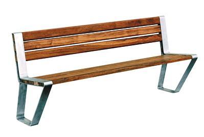 BANC EN BOIS EXOTIQUE ET INOX 