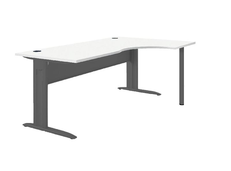 Bureau asymétrique 90° blanc 180x120/60 cm avec retour droit - Voile de fond métallique anthracite et plateau mélaminé_0