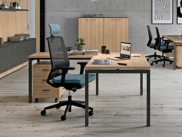 Bureau d'angle individuel Aroma en bois et piètement acier - 100 à 160 cm - 6 finitions - Garantie 3 ans_0
