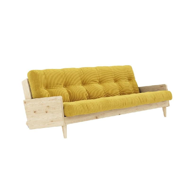 CANAPÉ 3 PLACES CONVERTIBLE INDIE STYLE SCANDINAVE FUTON MIEL COUCHAGE 130*190 CM._0