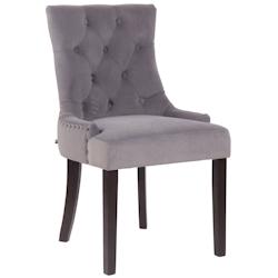 Décoshop26 - Chaise de salle à manger x1 design antique capitonné en velours gris avec 4 pieds en bois marron 10_0001931 - marron 3000250746700_0