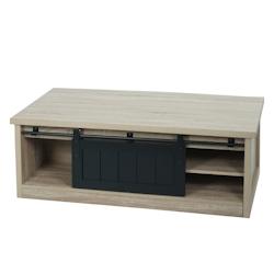 Décoshop26 - Table basse table d'appoint avec porte coulissante 6 compartiments de rangement aspect bois métal 44x120x60 cm 04_0008435 - 3000262564378_0