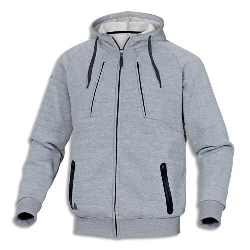 Delta plus veste sweat à capuche anzio gris en polyester et coton, 4 poches, fermeture zip taille m_0